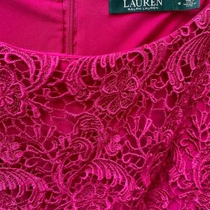 LAUREN Ralph Lauren Lace Dress in Fuchsia Color in excellent condition.